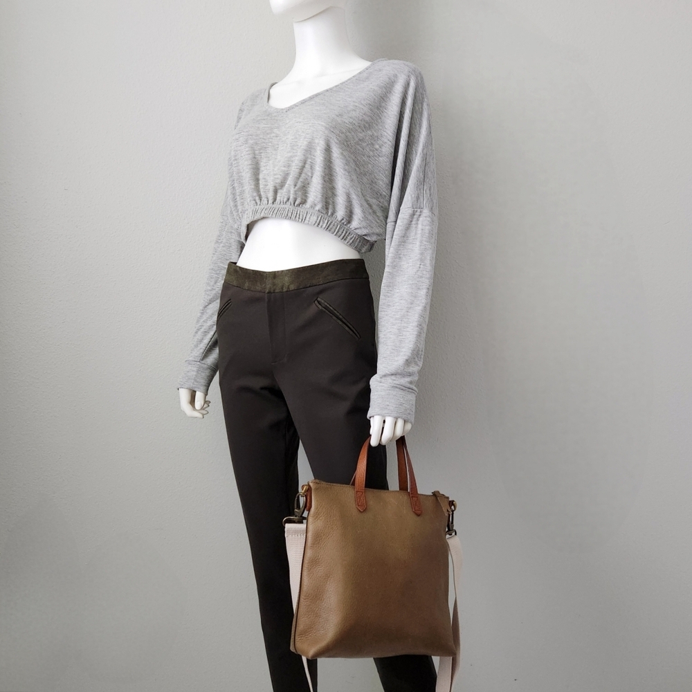 Madewell Transport Neutral Olive Leather Bag With Removable Crossbody Strap - Picture 2 of 16